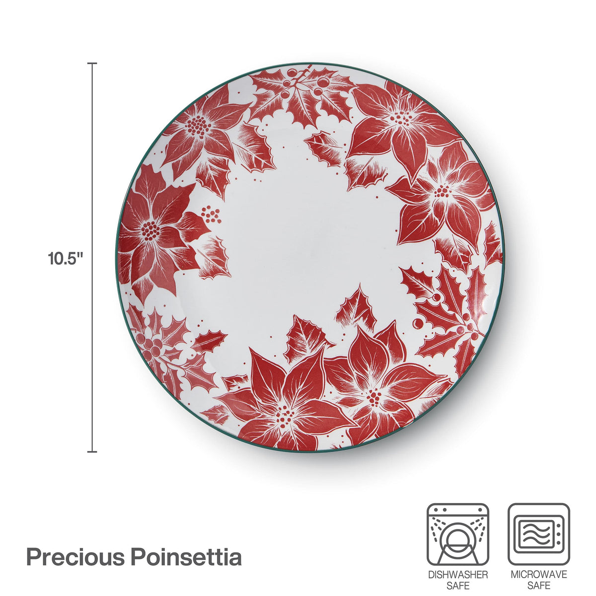 Precious Poinsettia Set of 2 Dinner Plates