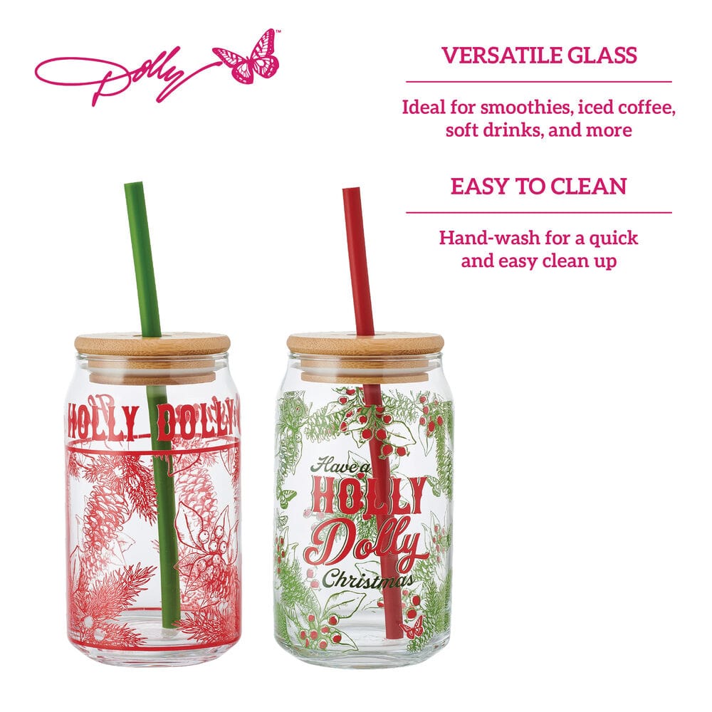 Dolly Parton Holly Dolly Christmas Set of 2 Can Glasses