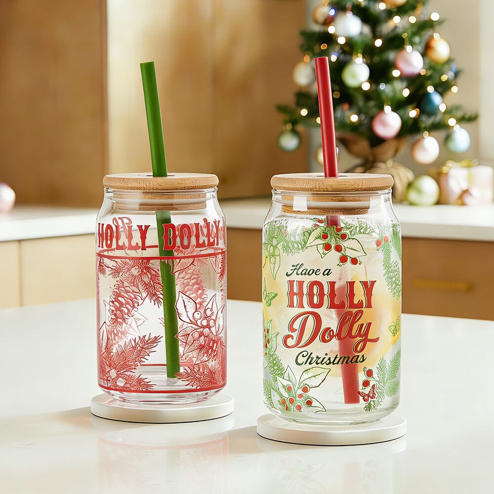 Dolly Parton Holly Dolly Christmas Set of 2 Can Glasses