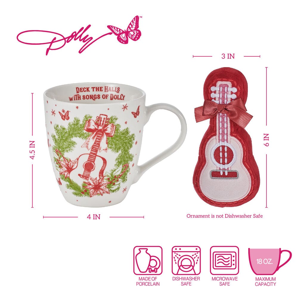 Dolly Parton Deck the Halls Guitar Mug with Ornament