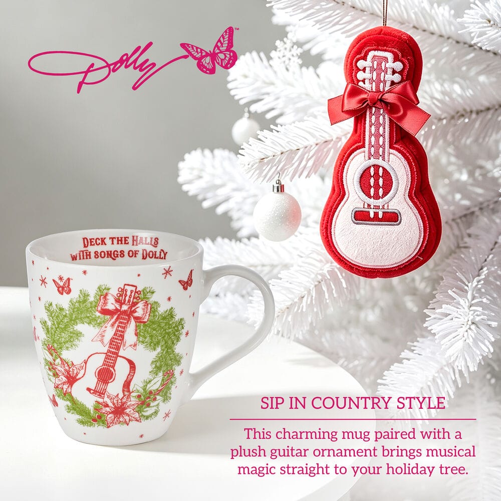 Dolly Parton Deck the Halls Guitar Mug with Ornament