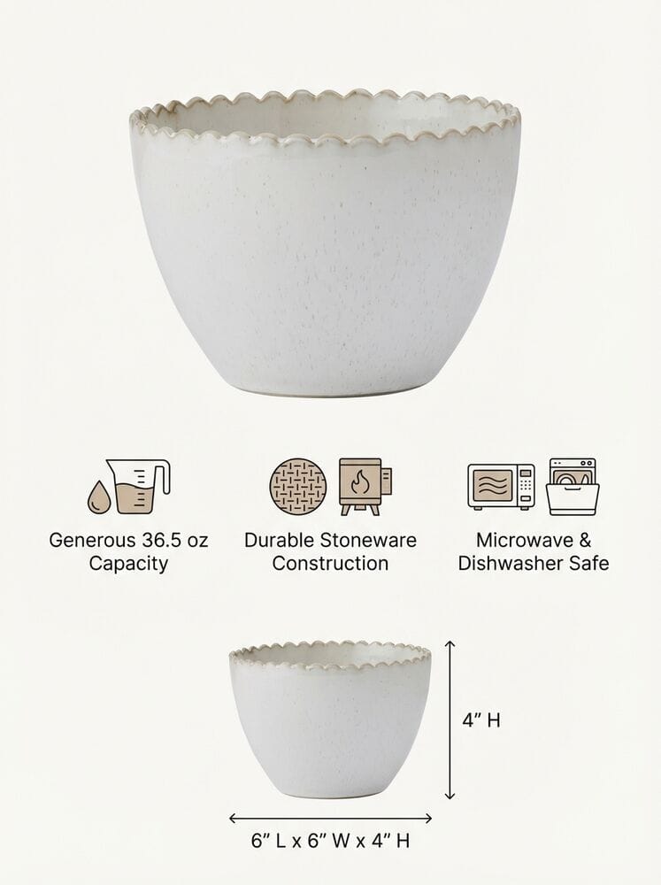 Scalloped Set of 2 Noodle All Purpose Bowls