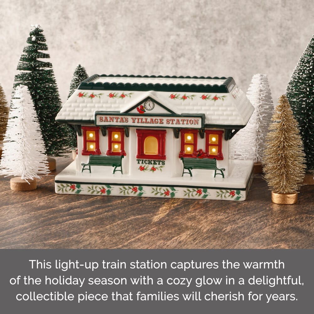 Winterberry® Village Train station with LED Light