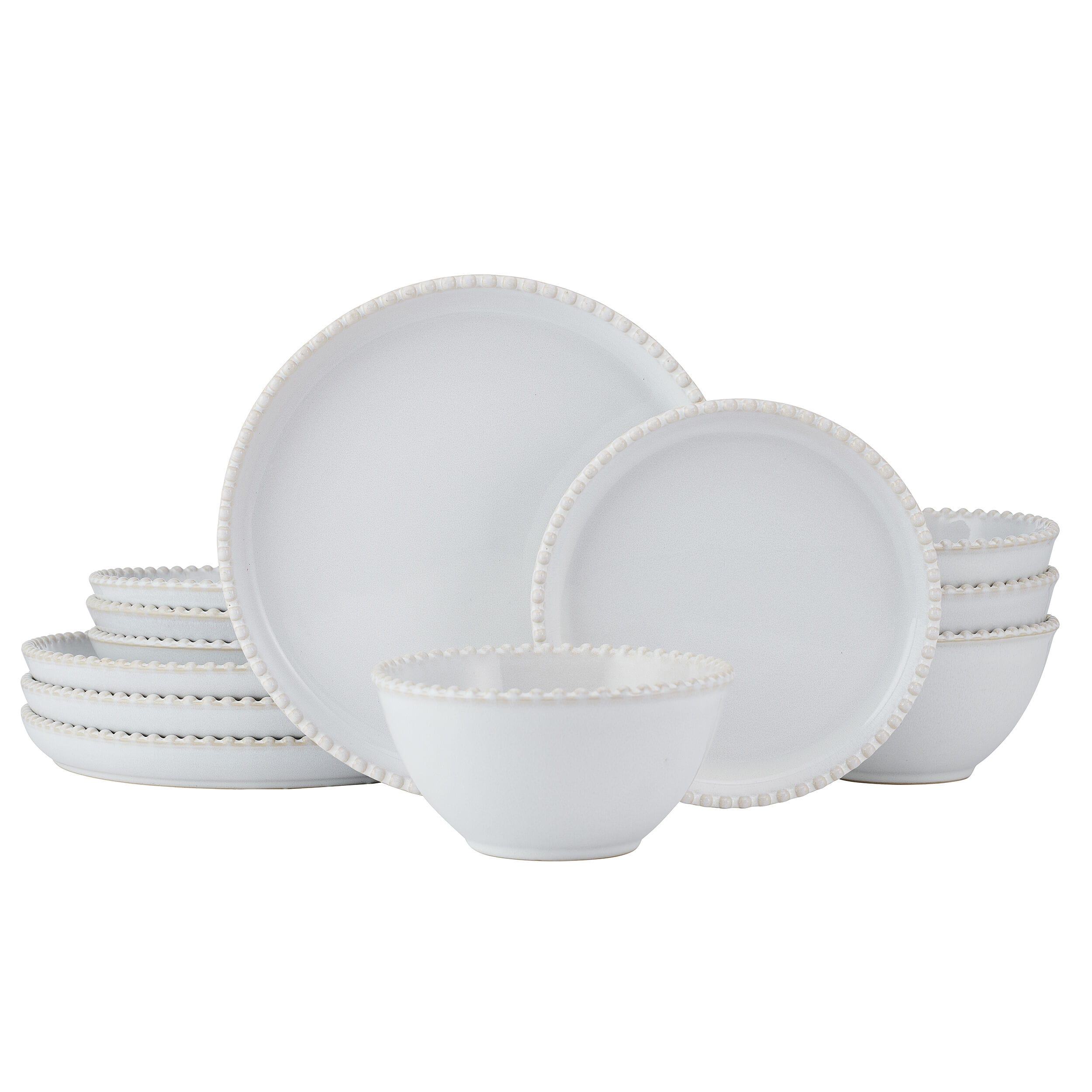 Lumira White 12 Piece Dinnerware Set, Service for 4