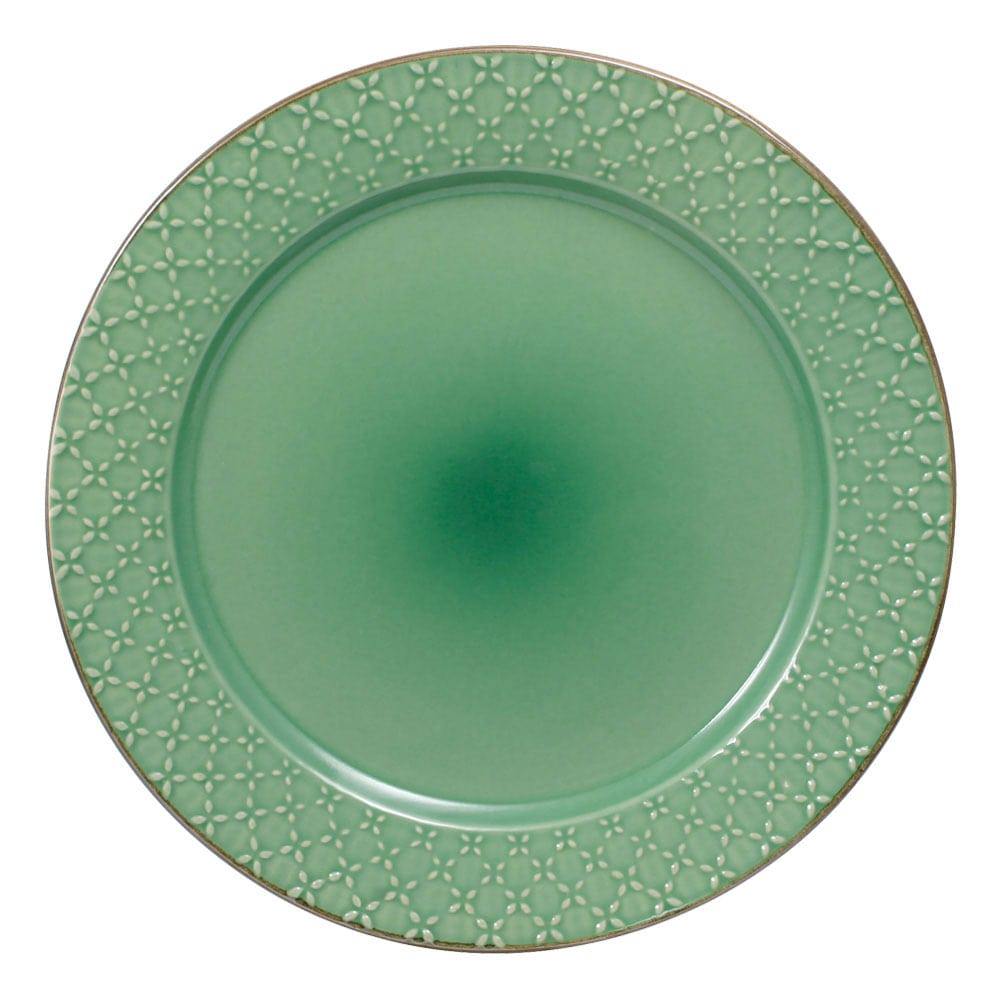 French Lace Green 16 Piece Dinnerware Set Service for 4