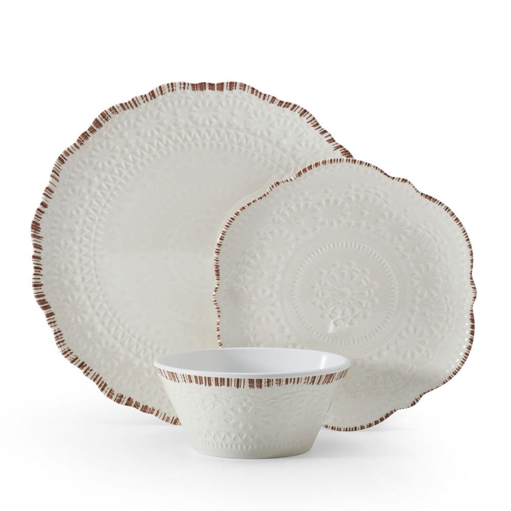 Chateau Cream 12 Piece Outdoor Melamine Dinnerware Set, Service for 4