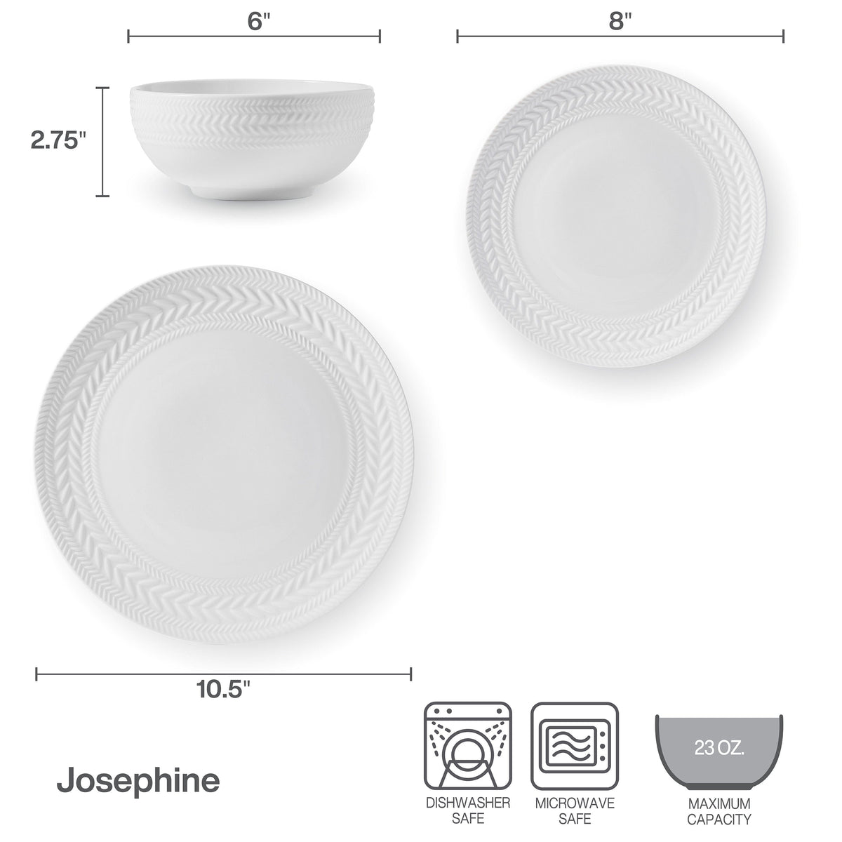 Josephine 24 Piece Dinnerware Set, Service for 8