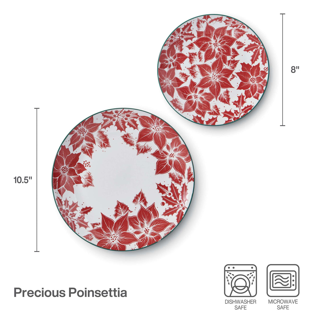 Precious Poinsettia 12 Piece Dinnerware Set, Service for 6