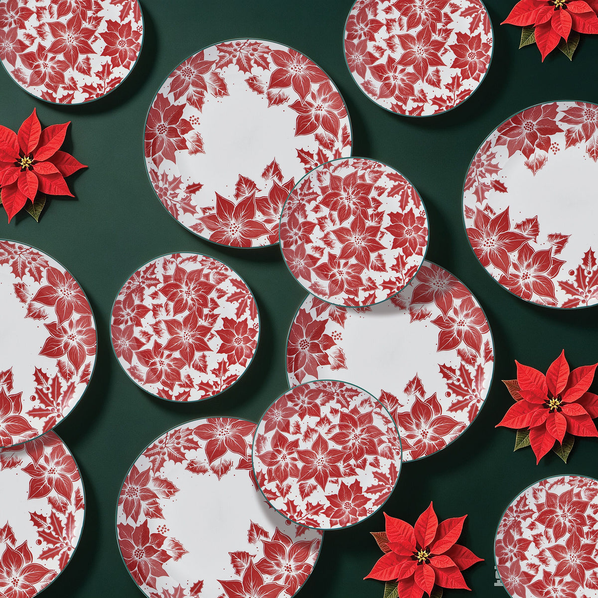 Precious Poinsettia 12 Piece Dinnerware Set, Service for 6