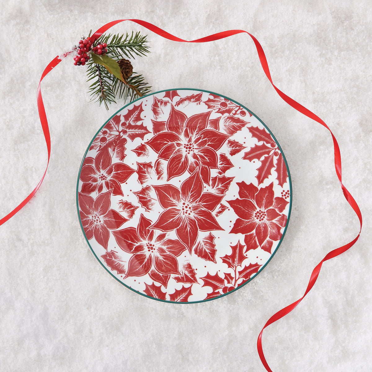 Precious Poinsettia Set of 2 Salad Plates