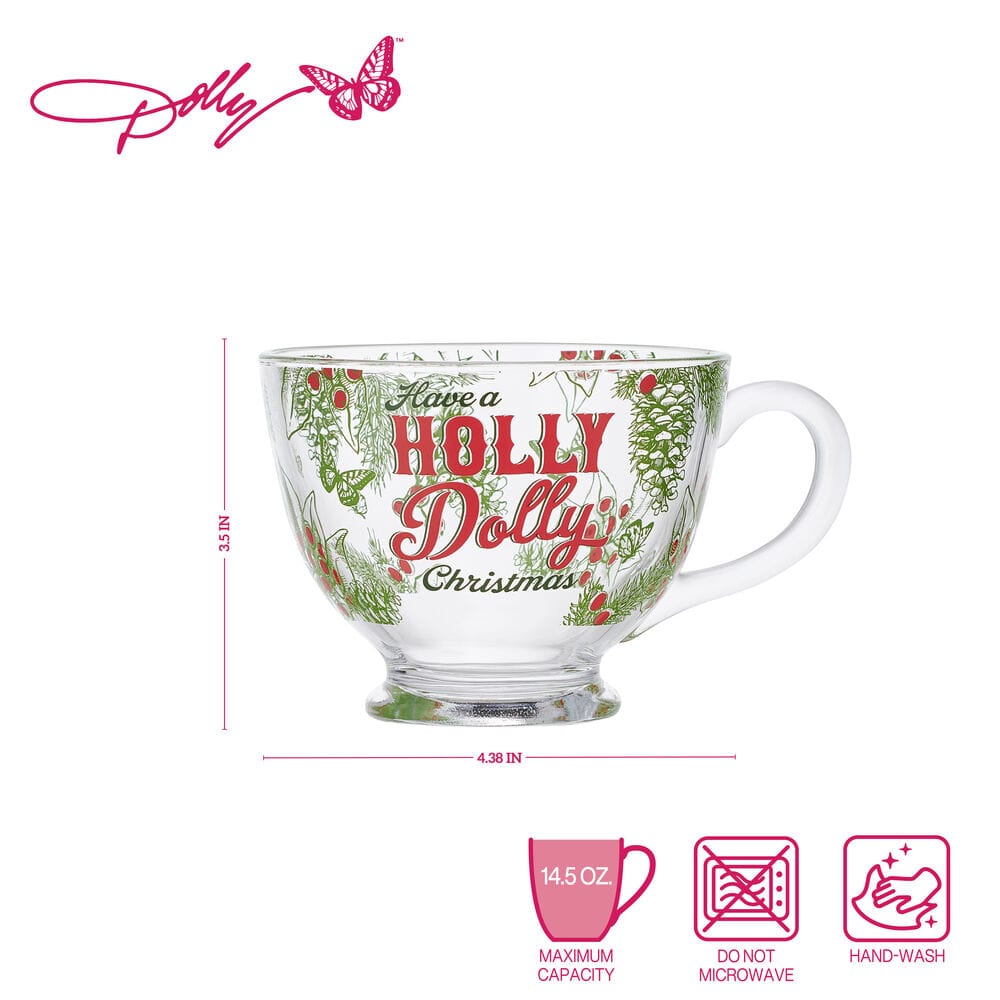 Dolly Parton Holly Dolly Christmas Set of 4 Glass Mugs