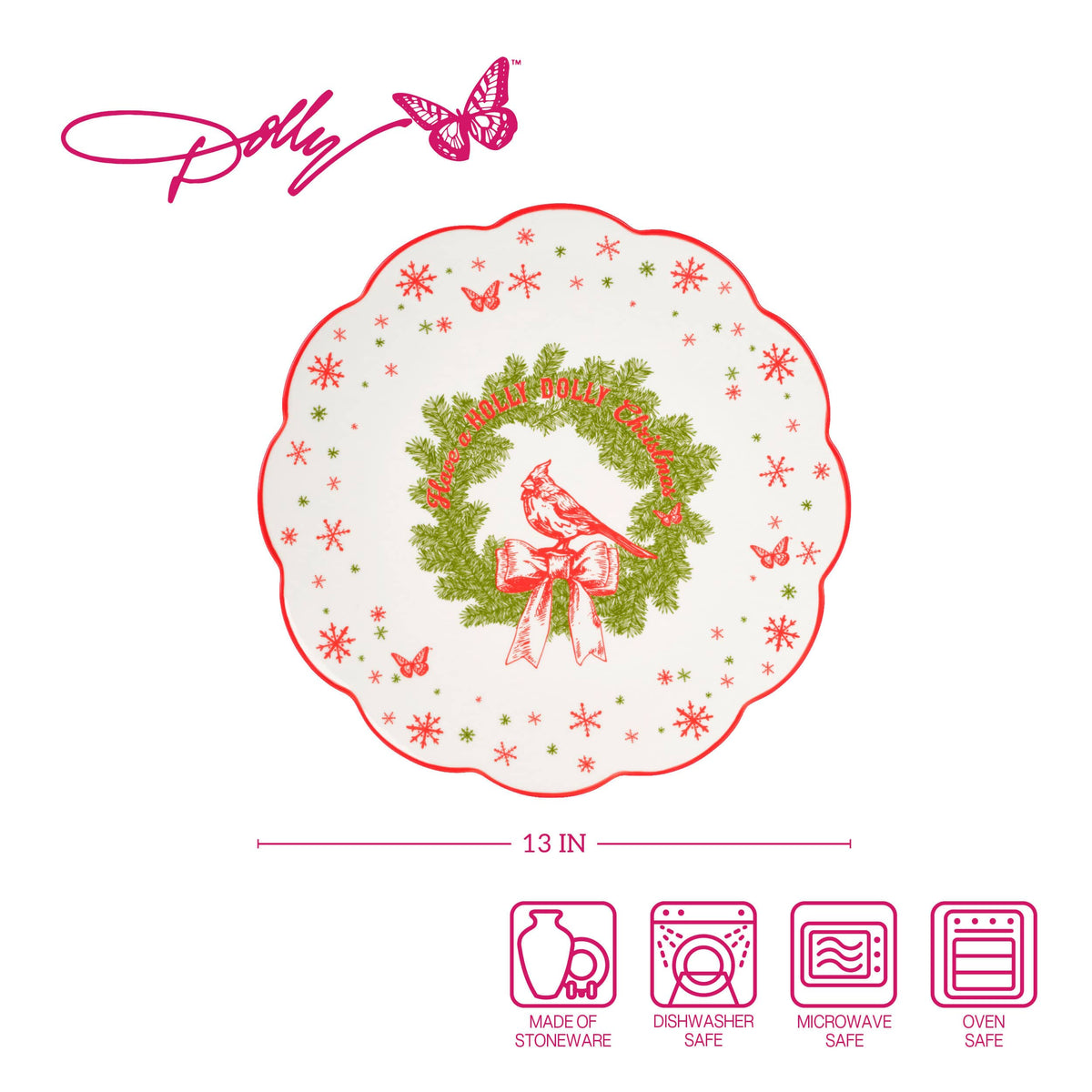 Dolly Parton Holly Dolly Christmas Scalloped Platter