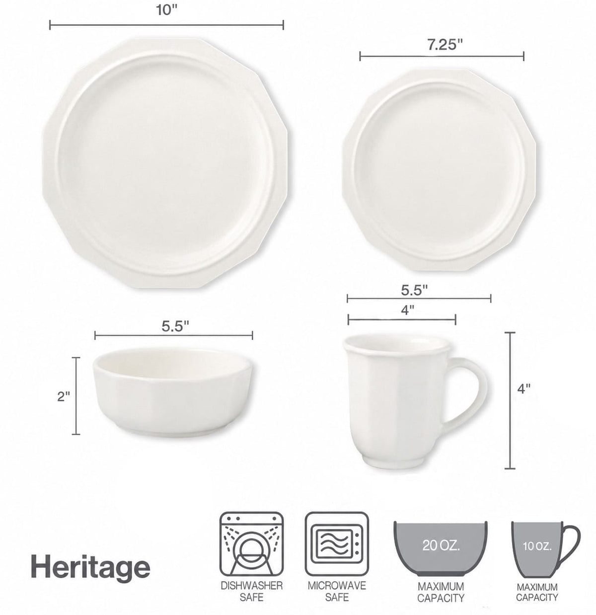 Heritage 16 Piece Dinnerware Set, Service for 4