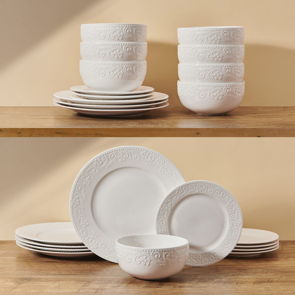 Textured Charm 24 Piece Dinnerware Set, Service for 8