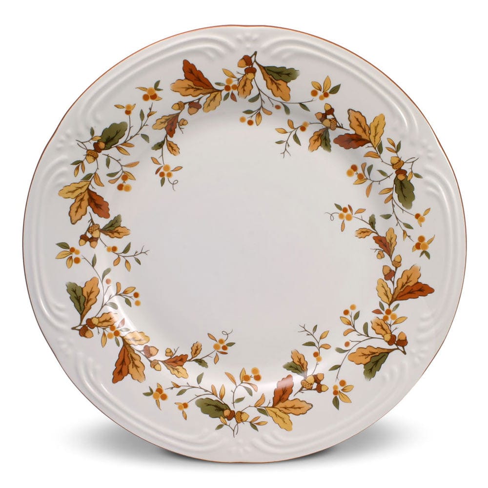 Autumn Berry service plate for eight with a fall leaf and berry border