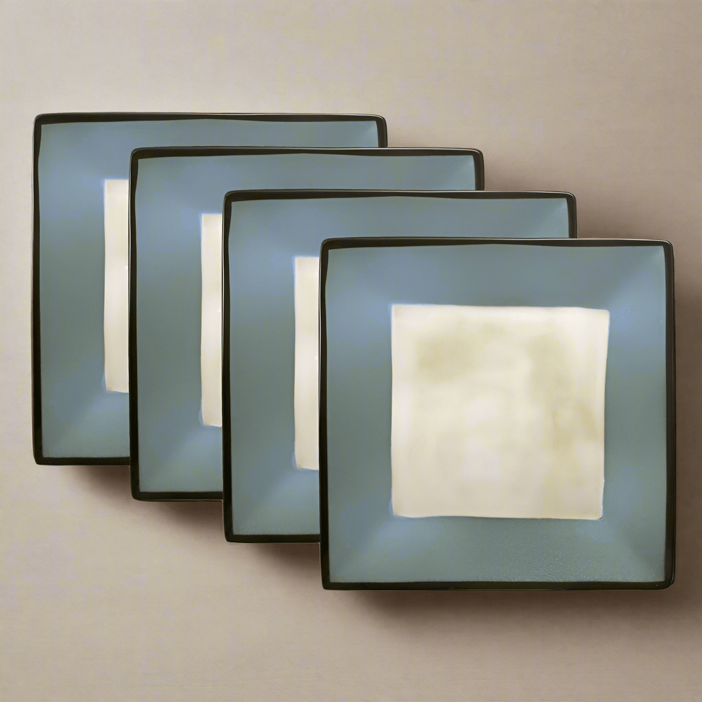 Gourmet Basics Belmont Set of 4 Blue Square Dinner Plates