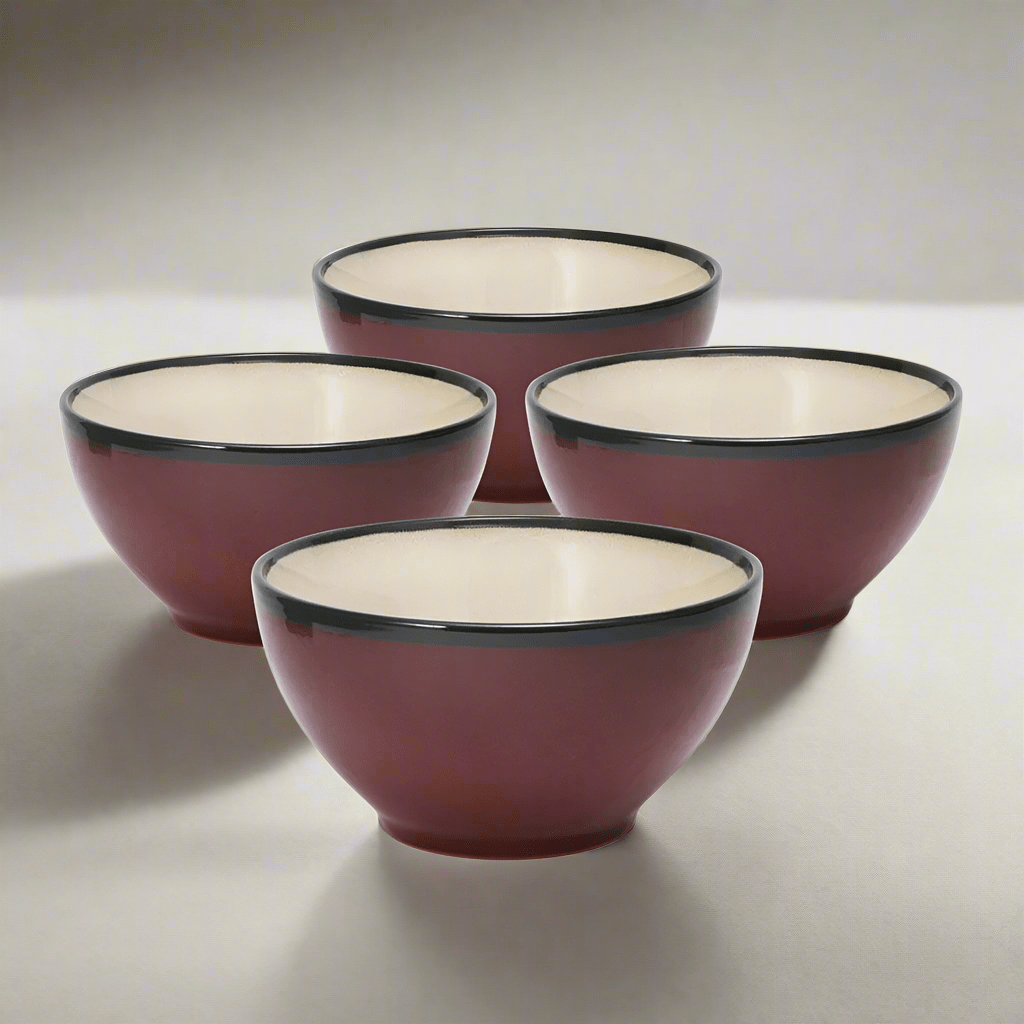 Gourmet Basics Belmont Set of 4 Red Soup Cereal Bowls