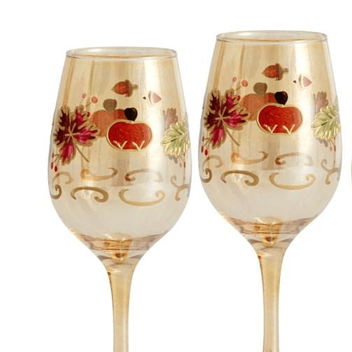 Plymouth Set of 4 Leaf Luster Wine Glasses