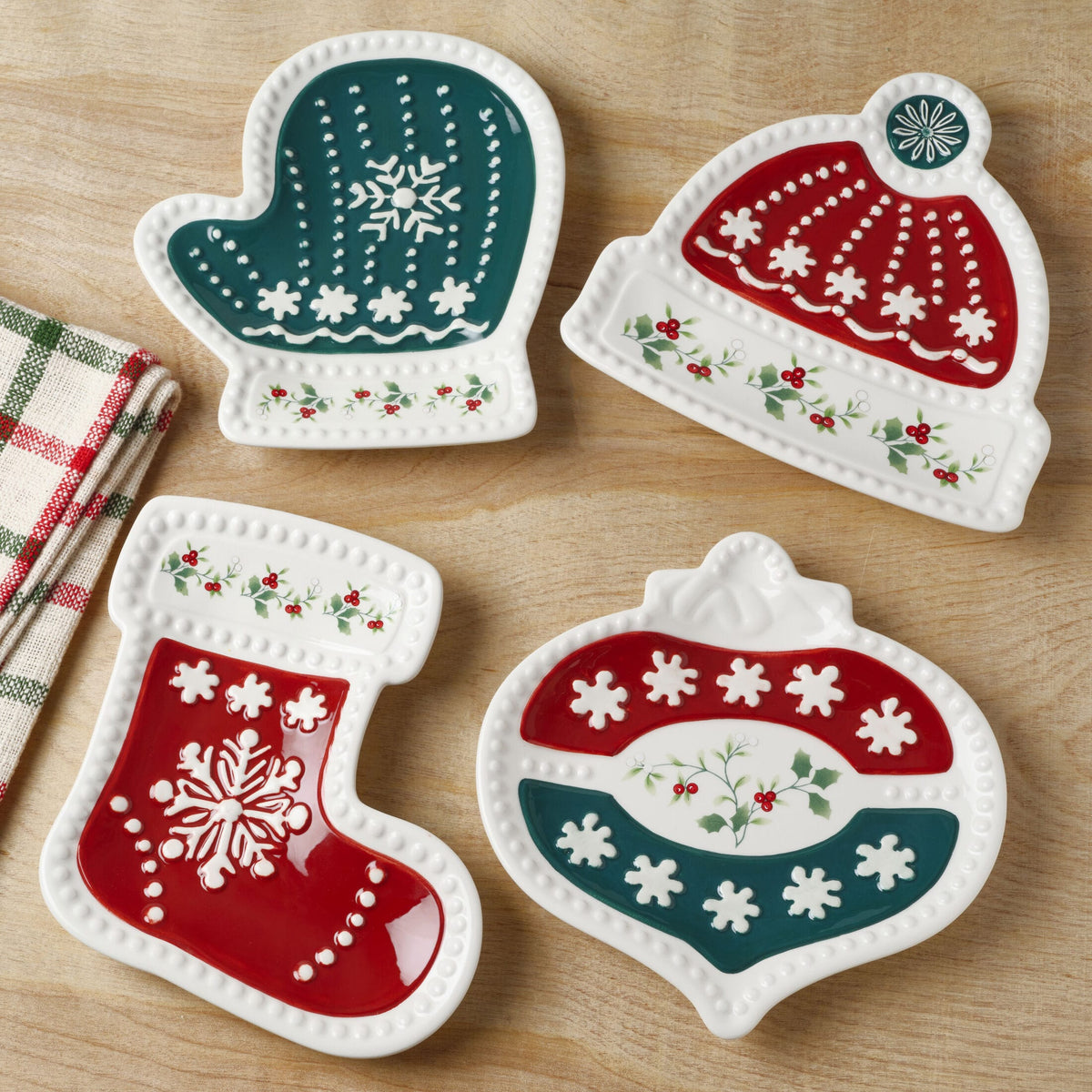 Winterberry® Set of 4 Set of 4 Figural Appetizer Dessert Plates