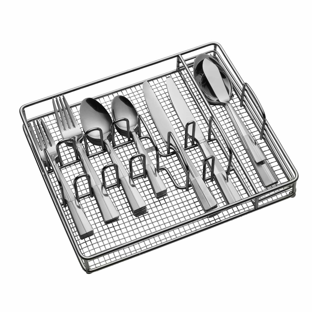 Arabesque Frost 42 Piece Flatware Set with Caddy, Service for 8
