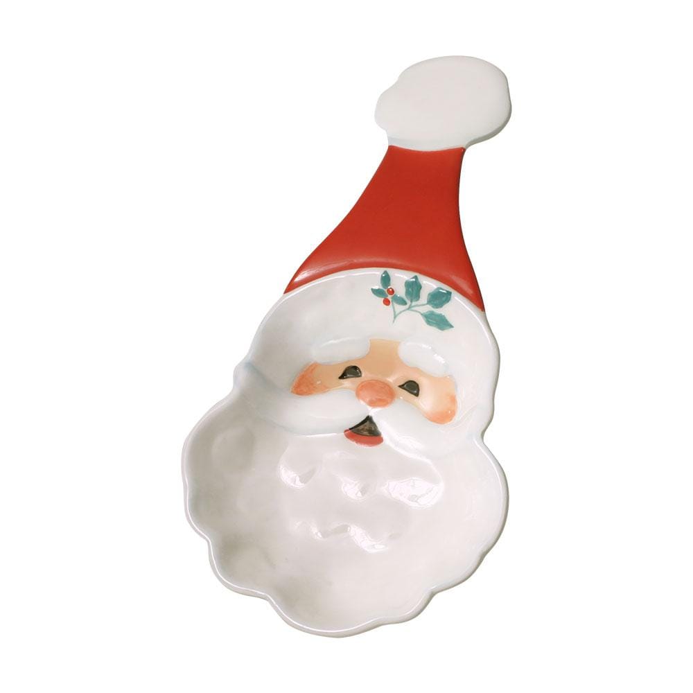 Winterberry Jolly Santa spoon rest with red hat and white beard