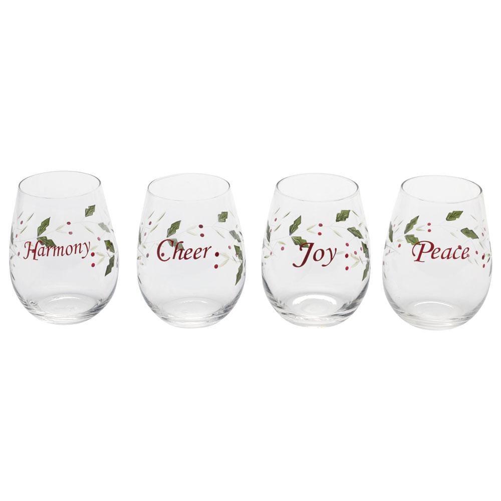 Winterberry® Classic Set of 4 Sentiment Stemless Wine Glasses